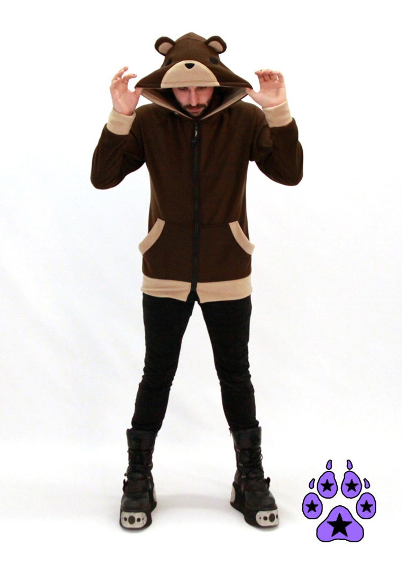Pawstar TEDDY BEAR HOODIE Jacket costume cosplay lain brown Etsy