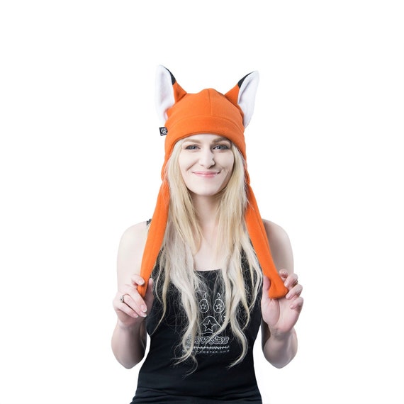 Fox Black And Orange Lined Bobble Hat 