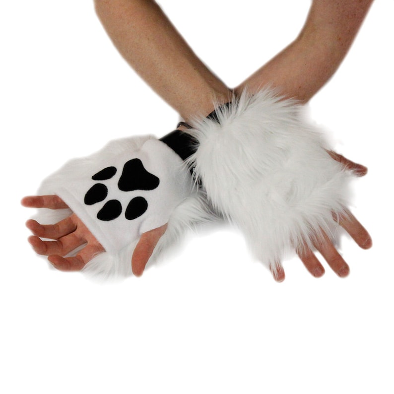 PAWSTAR Pawlets Furry Paw Cosplay Fingerless Gloves Warmers Arm Hand Black 3171