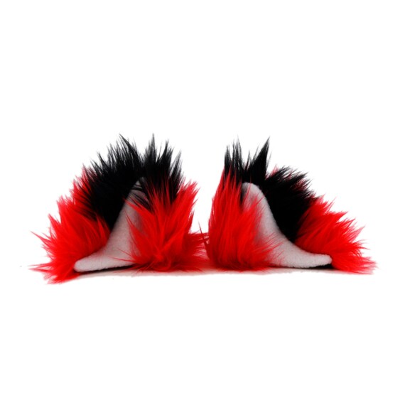 cosplay anime furry Wolf Black Red PAWSTAR Dark FOX headband EARS 3062 DR