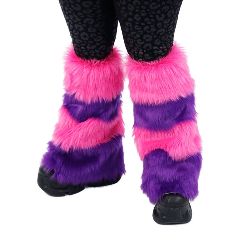 PAWSTAR CHESHIRE Cat Striped Furry Leg Warmers Fluffies Etsy