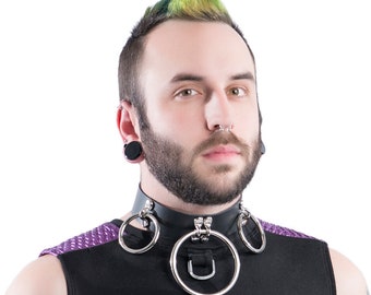 Uber Tri-Ring Collar [DSFusion by Pawstar] Handmade CyberPunk CyberGoth Rave Festival Clothing and Accessories