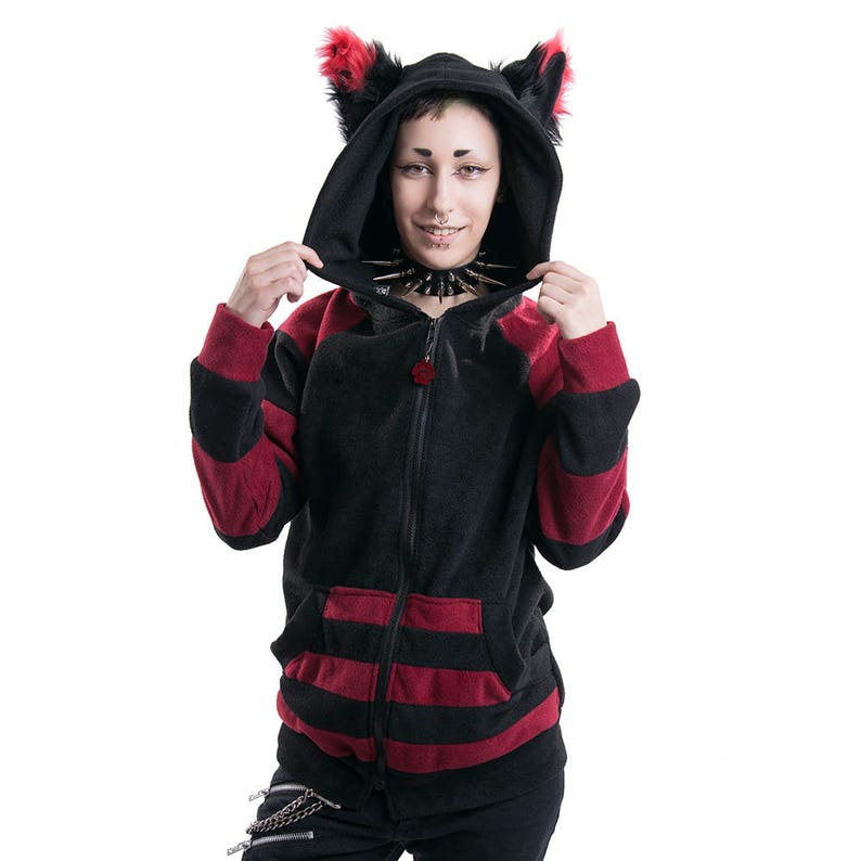Pawstar STRIPEY Fox Yip HOODIE Fleece Jacket Furry Animal Ears Custom Sweater Cosplay Ears Costume Halloween Kitsune Raccoon Wolf 6130