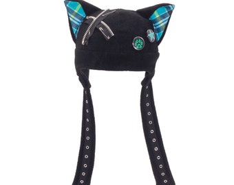 Pawstar Pin Punx KITTY Hat Extra Warm - furry goth punk scene cat beanie cap cosplay costume halloween 1852
