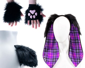 Pawstar Pin Punx Bunny Outfit - Purple Theme - Halloween Costume - Ears, paws, tail