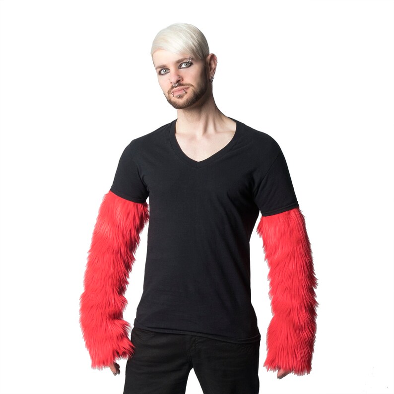 Pawstar Furry Arm Sleeves 20 color options available 3165 Red (RD)