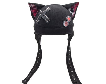 Pawstar Pin Punx KITTY Hat Extra Warm - furry goth punk scene cat beanie cap cosplay costume halloween 1852