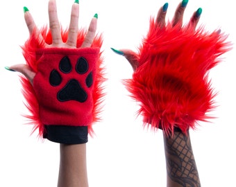Pawstar Pawlets - Monster Fur - furry hand paw fingerless gloves costume cosplay halloween 3170