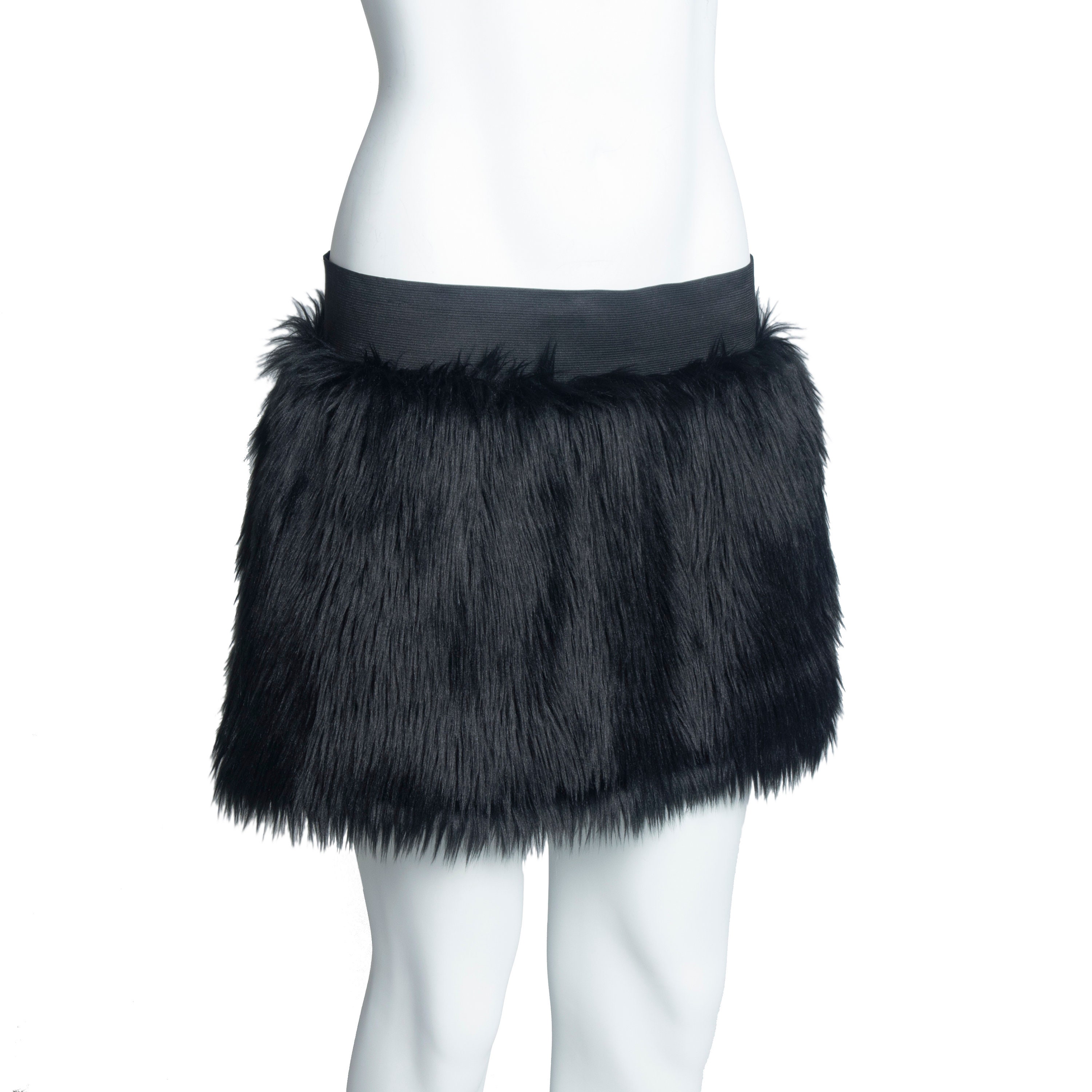 Pawstar MONSTER FUR SKIRT Furry Mini Short Fluffy Fuzzy Rave Dance Festival  Black White Cosplay Anime Costume 6700 