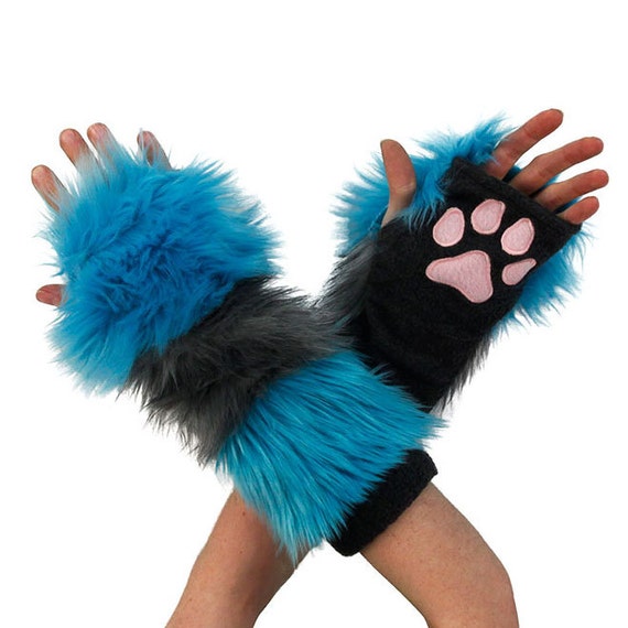 Furry Ears Tail Paws Leg Gray Teal Blue ALT PAWSTAR Cheshire Cat Costume 4012