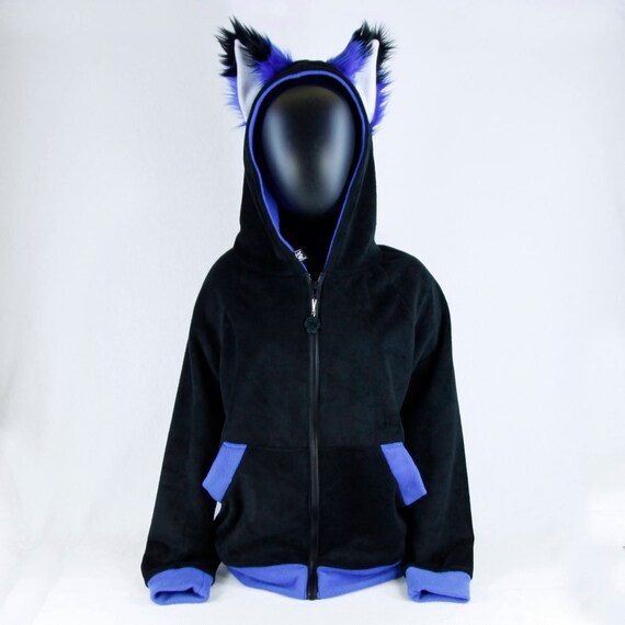 Pawstar Fox Ears Hoodie Furry Cosplay Costume Anime Kitsune Furry Wolf Kitty Jacket Coat Costume Apparel Orange Purple Red 6150