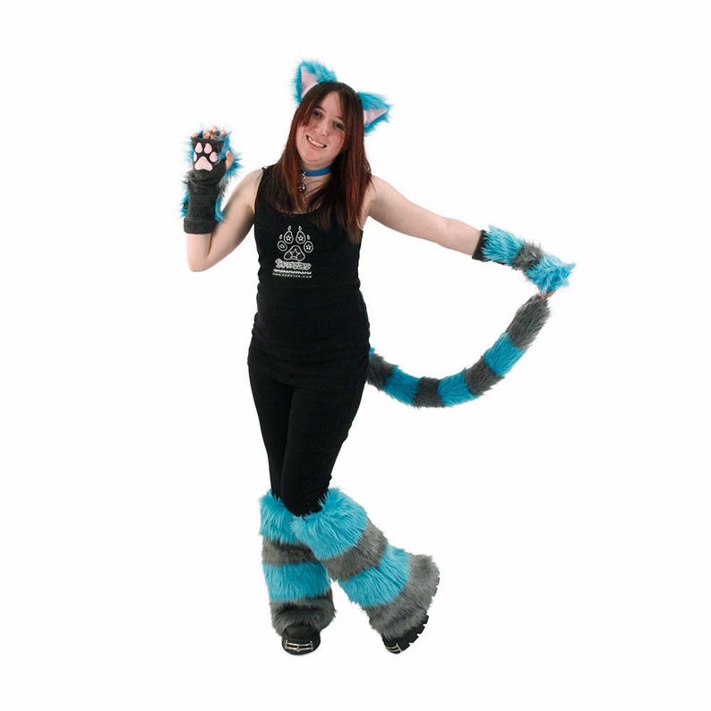 PAWSTAR CHESHIRE Cat Striped Furry Leg Warmers Fluffies Etsy España