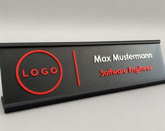 Namensschild personalisierbar mit Logo | Personalized Desk Name Plate