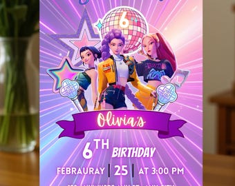 Kpop Demon Hunters Birthday Invitation | Anime Style | Neon Party Invite | Editable Anime Birthday Invitation | K-Pop Demon Hunter Theme