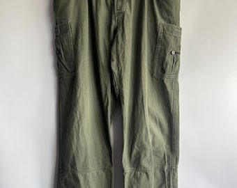 Vintage Adidas Cargohose aus dem Jahr 1999, khakigrün, weites Bein, Utility-Hose
