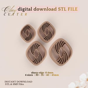 Clay Cutter STL File, 3D Print File Polymer Clay Cutters, Abstract Swirl Leaf Earring Cutter STL, Sharp Edge 0.4mm Digital Download, 4 Sizes