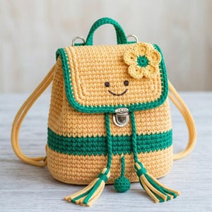 Gehaakte kinderrugzak, haakpatroon voor rugzak, kinderrugzak, gehaakte rugzak met bloemen, gehaakte kindertas, gehaakte schooltas.