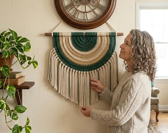 Crochet Wall Hanging Pattern PDF, Sun Wall Hanging Crochet Pattern, Modern Boho Crochet Decor PDF, Green Crochet Wall Art Pattern.