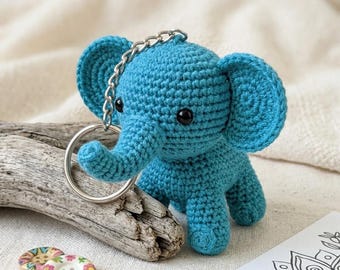 Blue Elephant Keychain Crochet Pattern, Easy Elephant Amigurumi Pattern, Small Elephant Crochet Pdf, Crochet Animal Keychain Pattern.