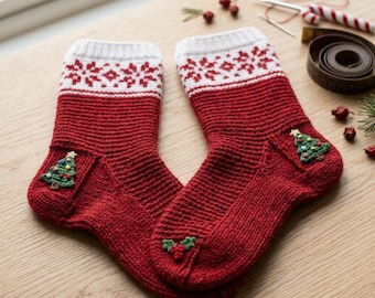 Nordic Crochet Socks Pattern, Christmas Wool Socks PDF, Slip Stitch Sock Tutorial, Adult Made to Measure Holiday Socks