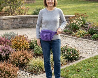 Purple Crochet Waist Bag Pattern PDF, Crochet Crossbody Bag Pattern, Crochet Bum Bag Tutorial, Crochet Pocket Bag Pattern.