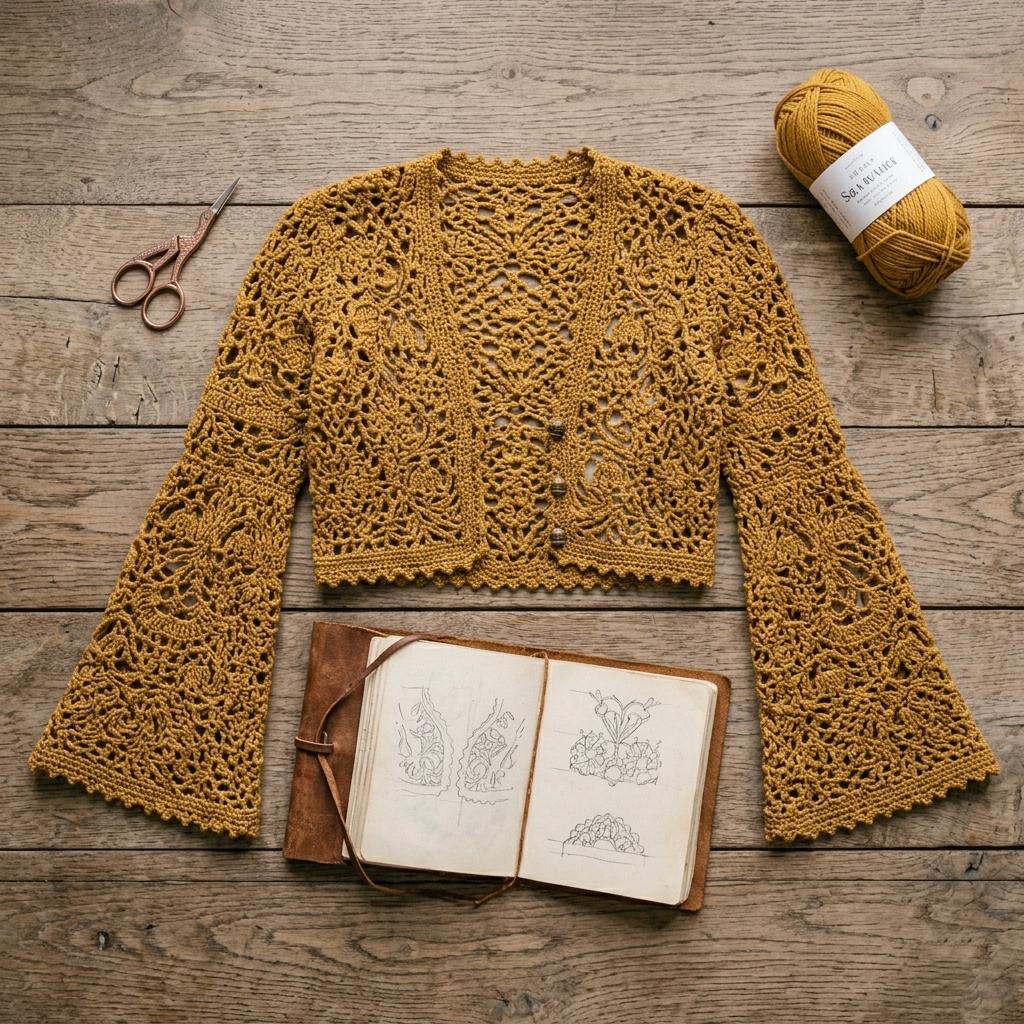 40 Cardigan Crochet Patterns for Easy Layering, Color, and Cozy Handmade Style 22 Golden Lace Cardigan