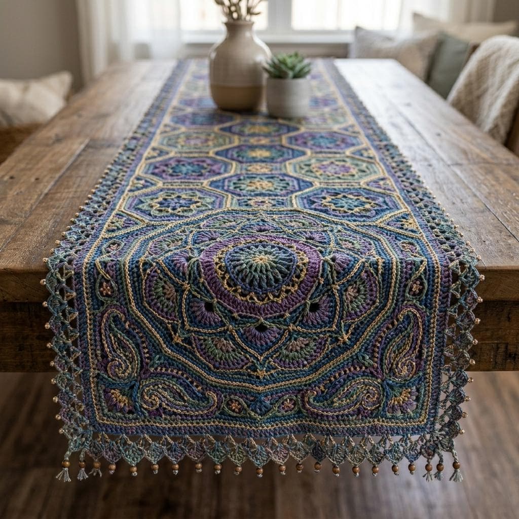 30 Amazing and Stylish Crochet Ideas for the Home 18 Boho Mandala Table Runner Crochet Pattern