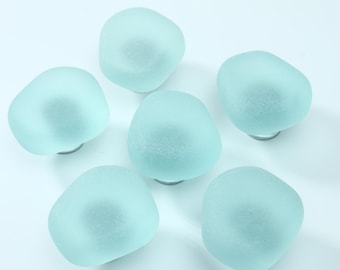 Minimalistischer, blauer Glasknauf, 3,3 cm Schrankknauf, dekorativer Schubladengriff für moderne Möbel