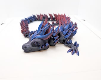 Articulated Crystal Dragon Toy, Flexi Sensory Fidget Dragon, Shiny Color Shifting Desk Pet, Cool Kids Gift, Gemstone Dragon, 3D Printed