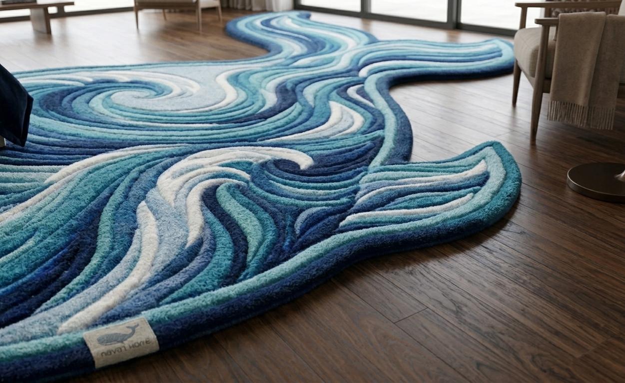 Aquatic Rug Hand Tufted Wool Rug Ocean Whale Shape Custom Area Carpet Luxury Soft ...