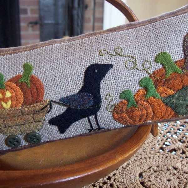 Crow Gathering Pumpkins Shelf Pillow Tuck