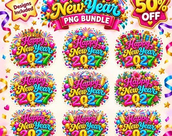 Happy New Year 2027 PNG, 2027 Celebration Clipart, Pink Gold New Year Design, Party Shirt Design, New Years Eve Sublimation, 2027 png