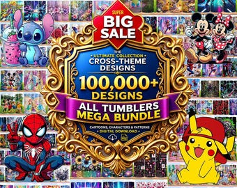 100,000+ Mega Tumbler Wrap Bundle, Sublimation Design, 3D Inflated Tumbler, 20oz Variety Pack Mega Tumbler Wrap Bundle, Cartoon Tumbler PNG