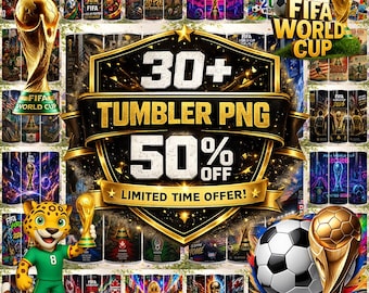 30+ World Cup 2026 Tumbler Wrap PNG Bundle, 20oz Skinny Tumbler Sublimation Design, USA Mexico Canada, Football Tumbler, Soccer Tumbler