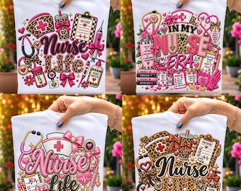 Leopard Nurse Png, In my nurse era png, Nurse Coffee Png, Pink leopard nurse sublimation design, Nurse Supplies PNG, Nurse Shirt Png Designs
