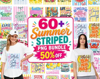 60+ Summer Striped Beach PNG Bundle, Preppy Coastal Bow Sublimation, Summer Vibes, Vacation Margarita Png, Coquette Beach Vibes, Sublimation