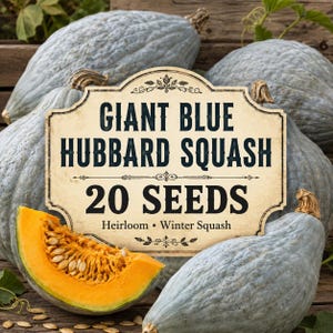 20 jättefrön av blå Hubbard-squash | Vintergrönsaksträdgård i arv