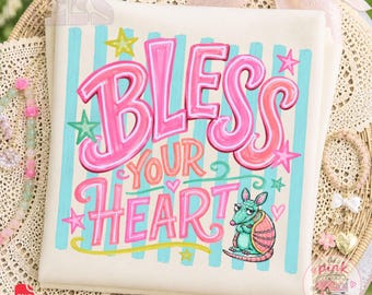 Bless Your Heart PNG, Girly Armadillo Graphic Tee Design (Digital Download)
