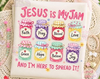 Jesús es mi canción PNG cristiana, diseño de rayas de fe, imágenes prediseñadas religiosas de verano estilo preppy, sublimación para mujeres, diseño floral de Jesús, sublimación