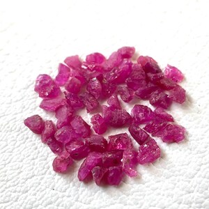 50 Pieces~Genuine Red Ruby Rough Gemstone-3/4 MM-Natural Ruby Raw Healing Crystal-Loose Raw Ruby Stone