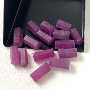 15 PCS-100%Natural Raw Ruby Crystal, 12/10 MM, Polished Pink Ruby Rough, Ruby Crystal, Pencil Shape Ruby Rough, July birthstone, Gift