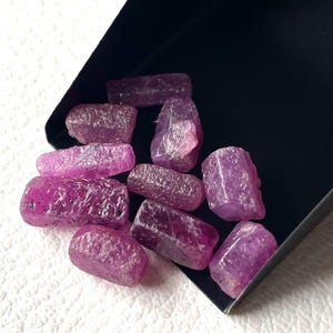 10 Pieces~AAA+Natural Pink Ruby Pencil Shape Raw-8/12 MM< Genuine Ruby Raw Healing Crystal-Loose Raw Ruby Stone