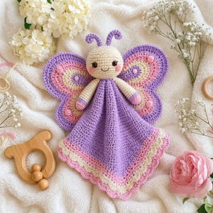 Patrón de manta de seguridad con mariposas de ganchillo (descarga en PDF)