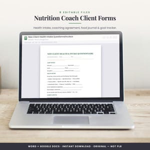 Nutrition Coach Client Forms Bundle | Intake, Health History, Agreement (Word/Google Docs)