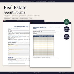 Real Estate Agent Forms Bundle | Open House, Buyer, Seller Forms (Google Docs, Word)