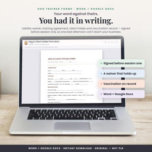 Dog Trainer Forms Bundle | Liability Waiver, Intake, Agreement (Word, Google Docs)