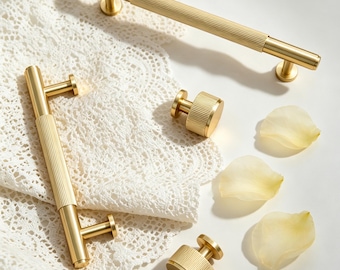 Brushed Gold Drawer Pulls/Vintage Retro door Knobs/Antique Brass Cabinet pulls handles