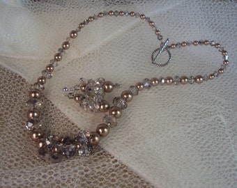 Swarovski Pearl Necklace. Necklace Set. Pearl Necklace. Bridal Jewelry.