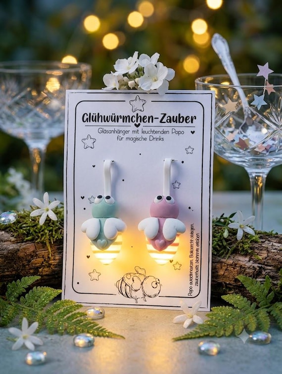 Aperol Lillet Deko Glühwürmchen Glasanhänger Mini Irmchen mit Licht | Geschenk Für Sommerparty