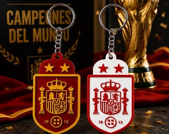Llavero España 2 Estrellas | Llavero Bandera Española | Regalo para Aficionados al Fútbol | Impresión 3D | Hecho en España